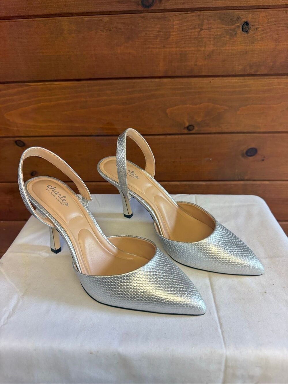 Charles by Charles David Iniko slingback pumps pointed toe/ stiletto heel Sz 8 S